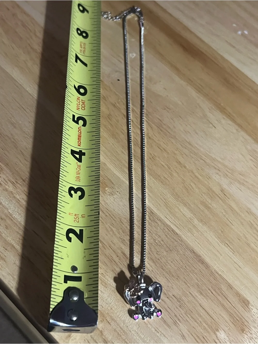 Silver-tone Kids Elephant Pendant Necklace with Pink Accents N184